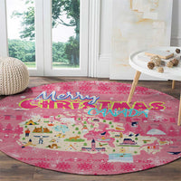 Merry Christmas Canada Round Carpet Xmas Travel Map - Wonder Print Shop