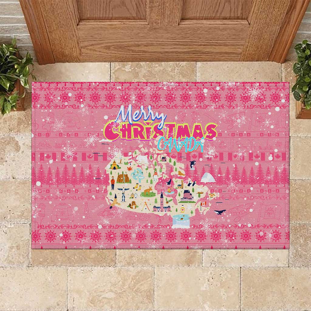 Merry Christmas Canada Rubber Doormat Xmas Travel Map - Wonder Print Shop