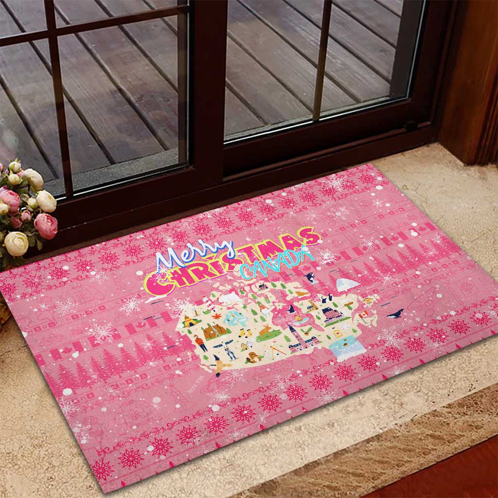 Merry Christmas Canada Rubber Doormat Xmas Travel Map - Wonder Print Shop