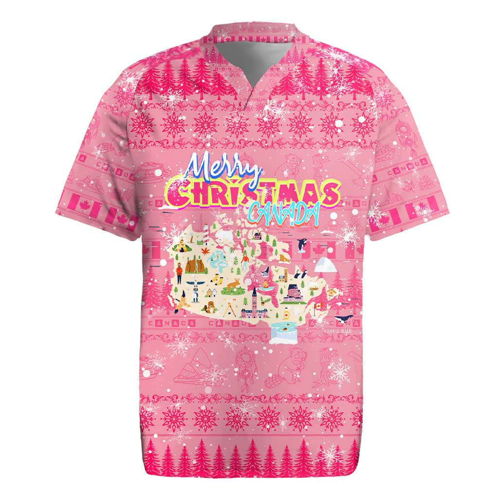 Merry Christmas Canada Rugby Jersey Xmas Travel Map - Wonder Print Shop