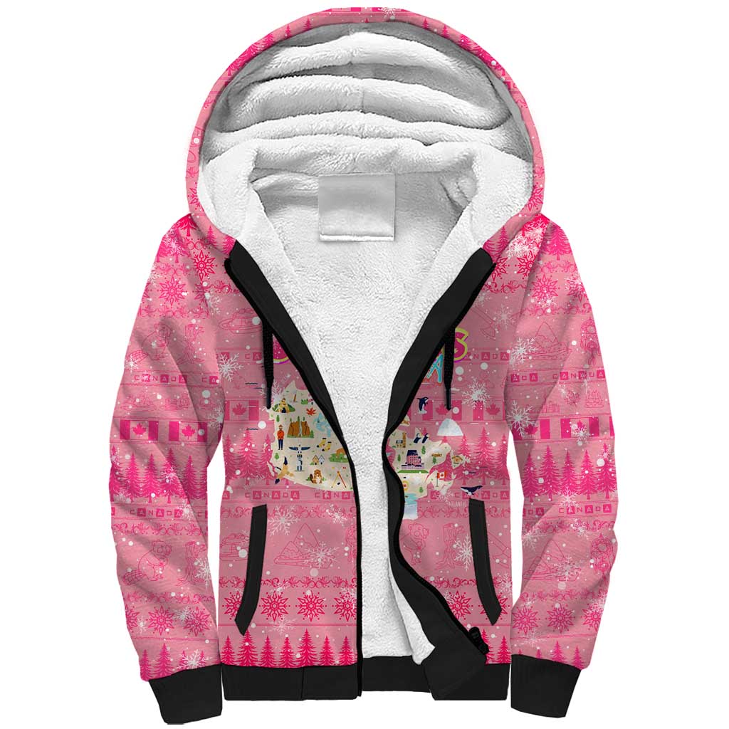 Merry Christmas Canada Sherpa Hoodie Xmas Travel Map - Wonder Print Shop
