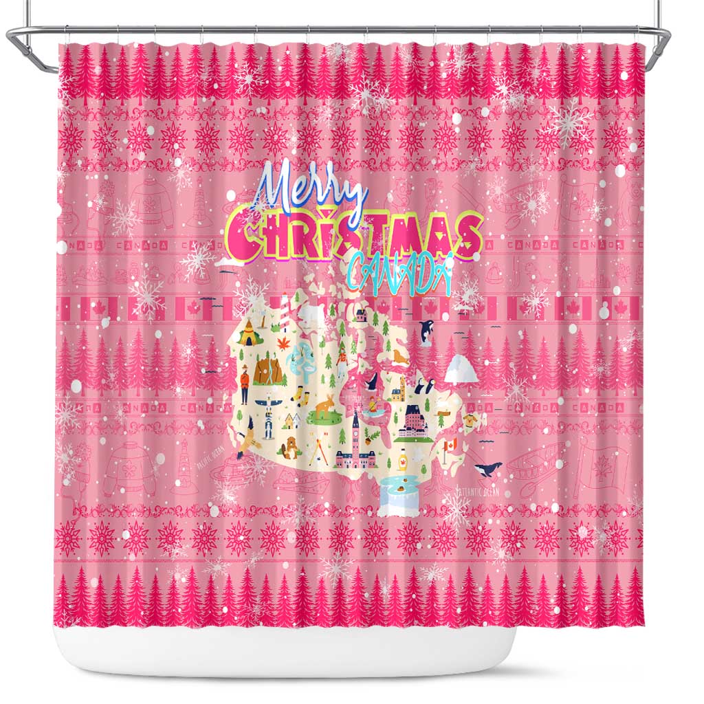 Merry Christmas Canada Shower Curtain Xmas Travel Map - Wonder Print Shop