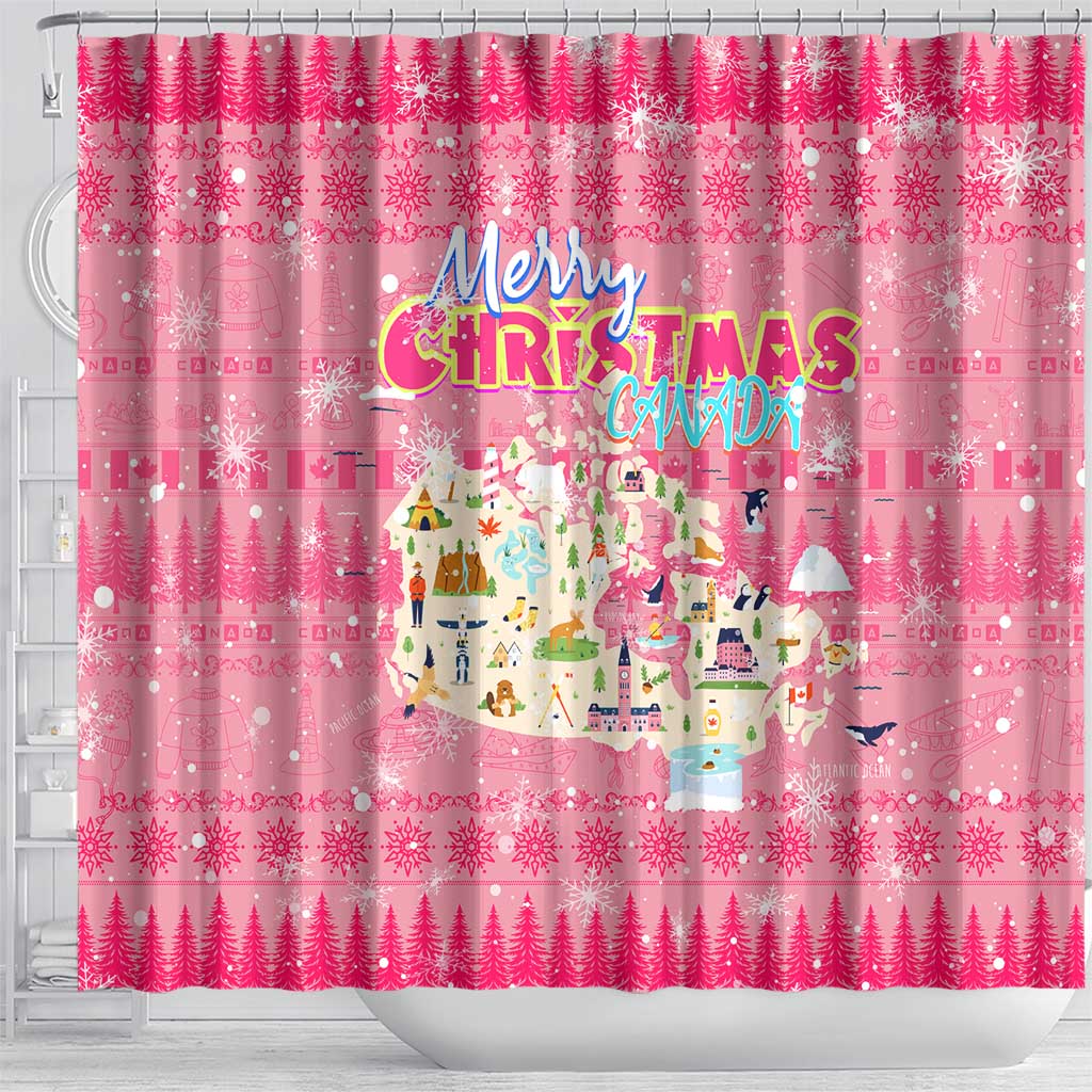 Merry Christmas Canada Shower Curtain Xmas Travel Map - Wonder Print Shop