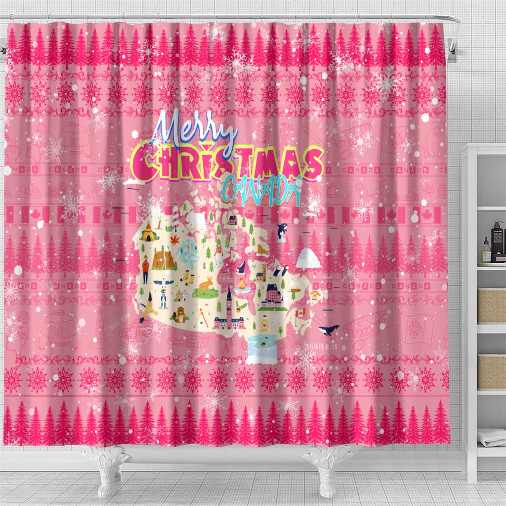 Merry Christmas Canada Shower Curtain Xmas Travel Map - Wonder Print Shop