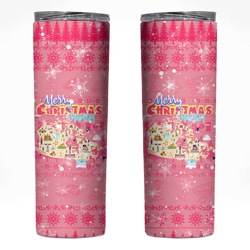 Merry Christmas Canada Skinny Tumbler Xmas Travel Map - Wonder Print Shop