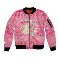 Merry Christmas Canada Sleeve Zip Bomber Jacket Xmas Travel Map - Wonder Print Shop