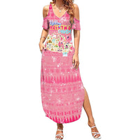 Merry Christmas Canada Summer Maxi Dress Xmas Travel Map - Wonder Print Shop