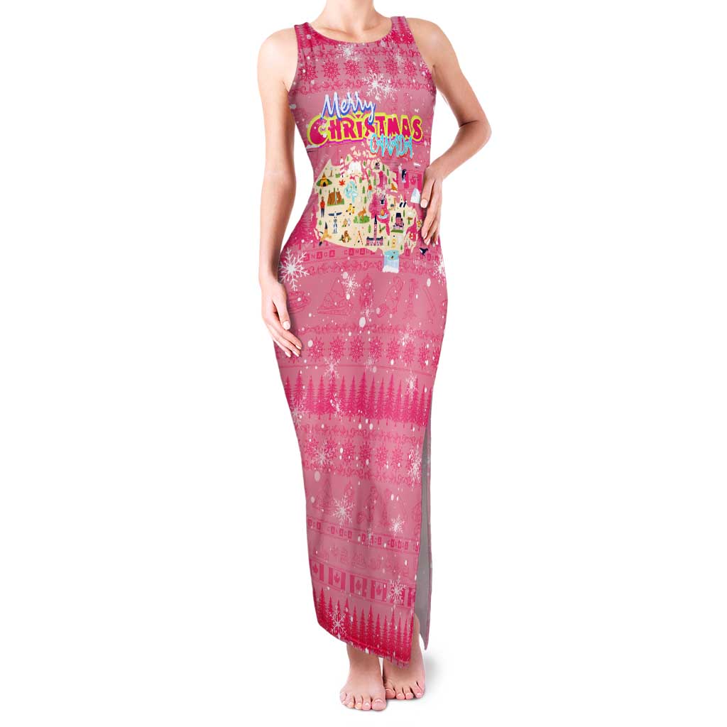 Merry Christmas Canada Tank Maxi Dress Xmas Travel Map - Wonder Print Shop