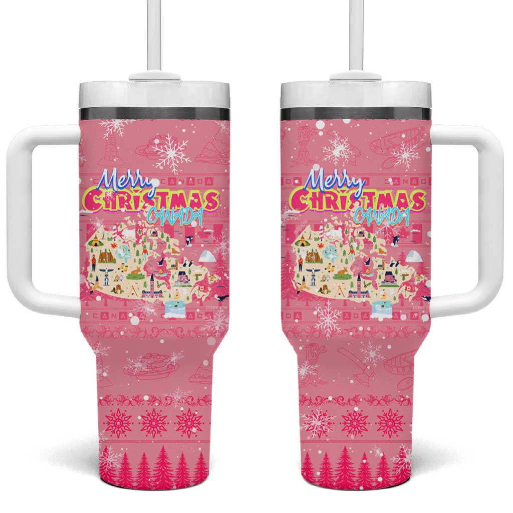 Merry Christmas Canada Tumbler With Handle Xmas Travel Map - Wonder Print Shop