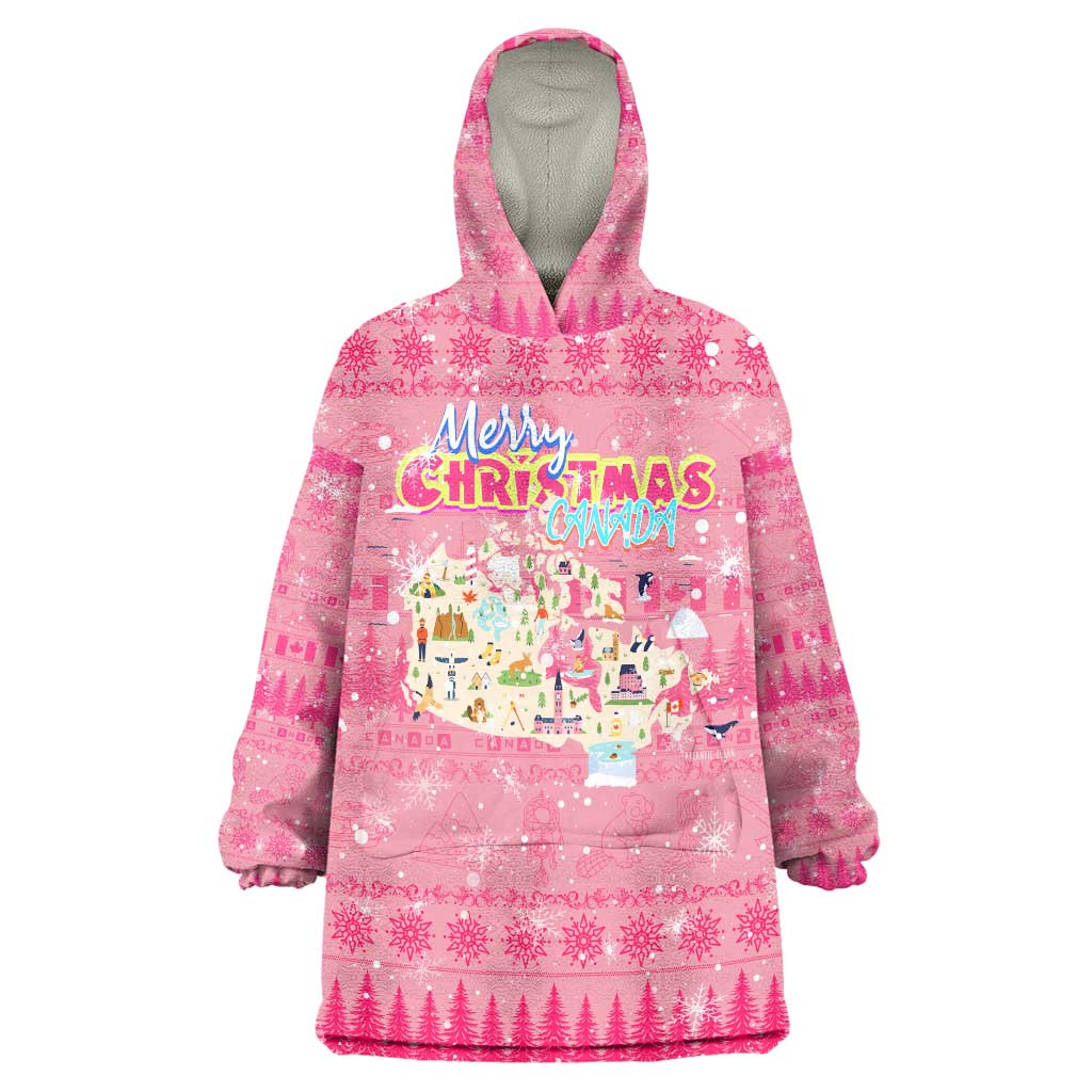 Merry Christmas Canada Wearable Blanket Hoodie Xmas Travel Map - Wonder Print Shop