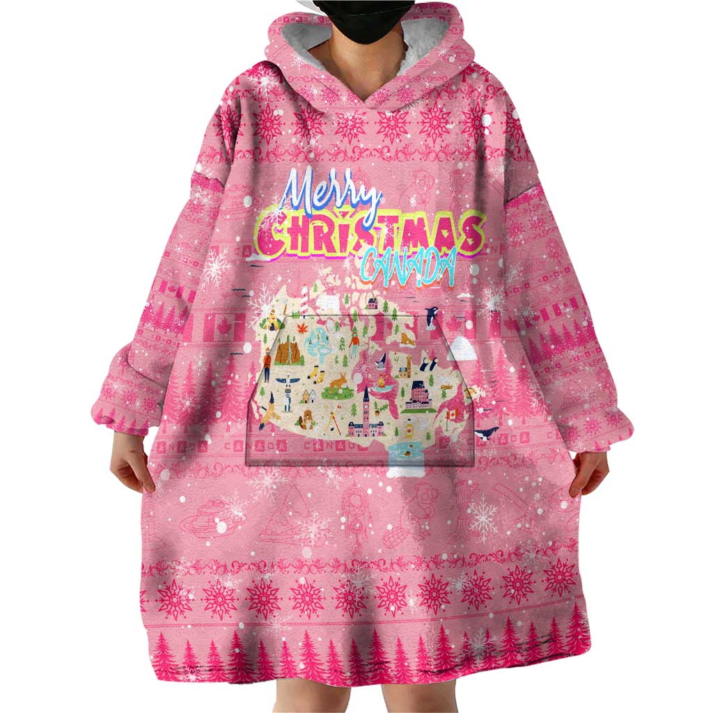 Merry Christmas Canada Wearable Blanket Hoodie Xmas Travel Map - Wonder Print Shop