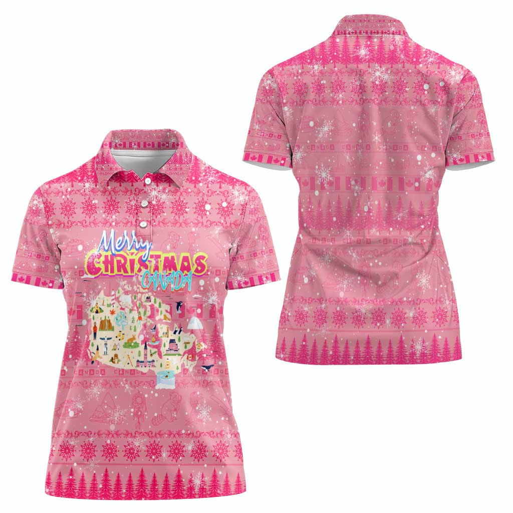 Merry Christmas Canada Women Polo Shirt Xmas Travel Map - Wonder Print Shop
