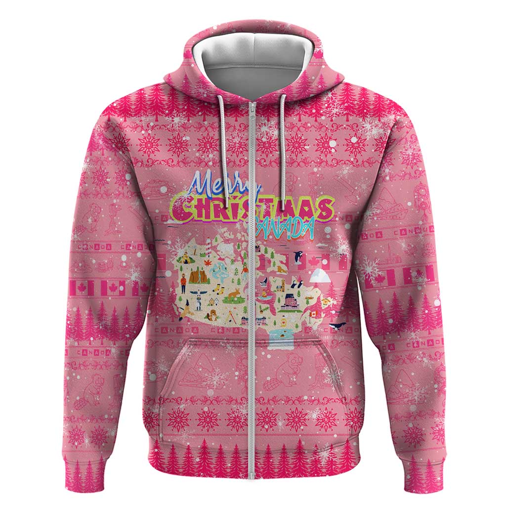 Merry Christmas Canada Zip Hoodie Xmas Travel Map - Wonder Print Shop