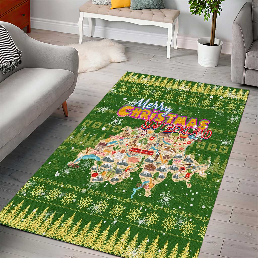 Merry Christmas Switzerland Area Rug Xmas Travel Map - Wonder Print Shop