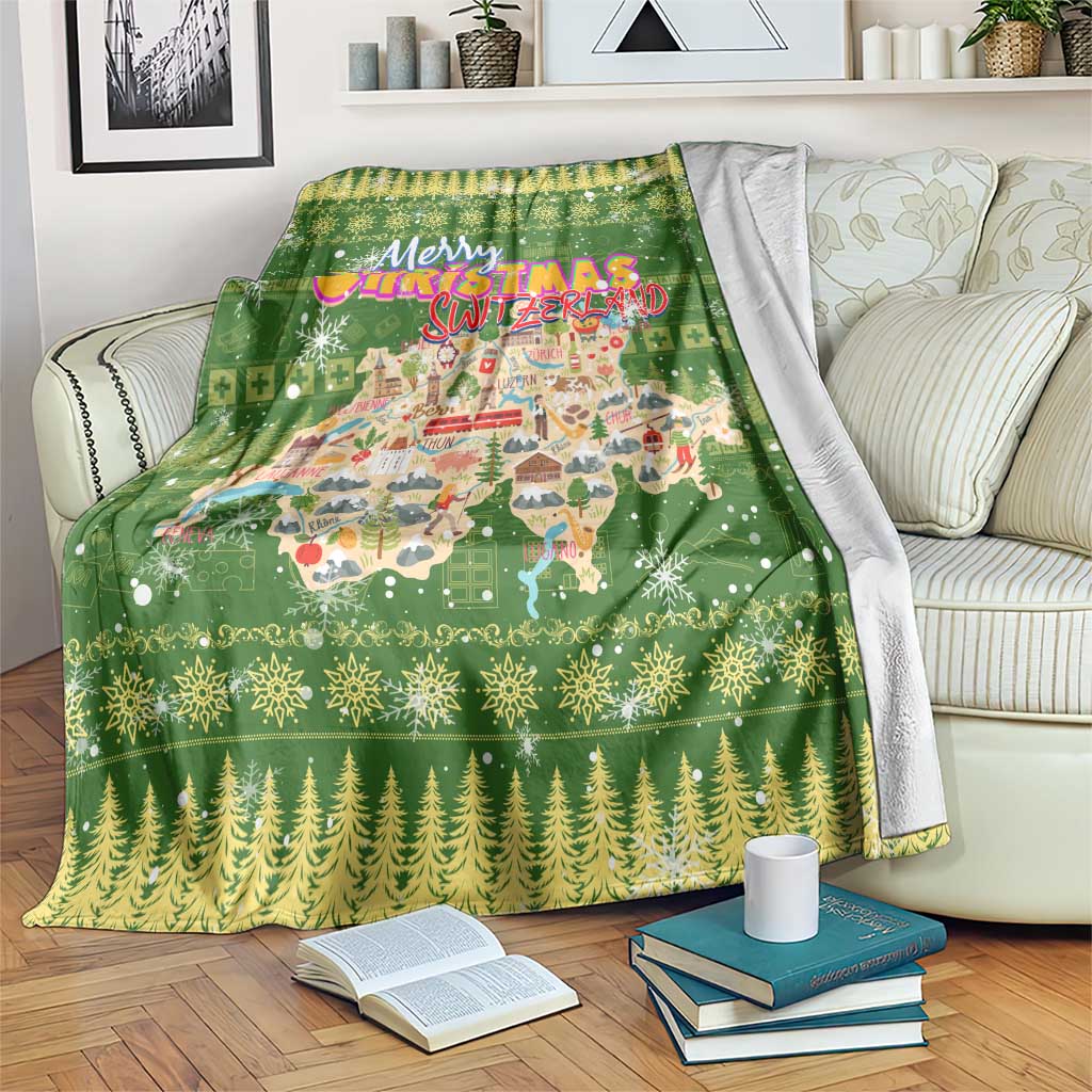 Merry Christmas Switzerland Blanket Xmas Travel Map - Wonder Print Shop