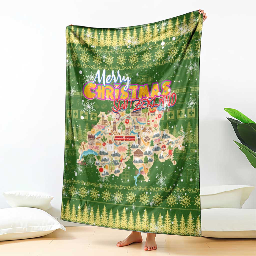 Merry Christmas Switzerland Blanket Xmas Travel Map - Wonder Print Shop