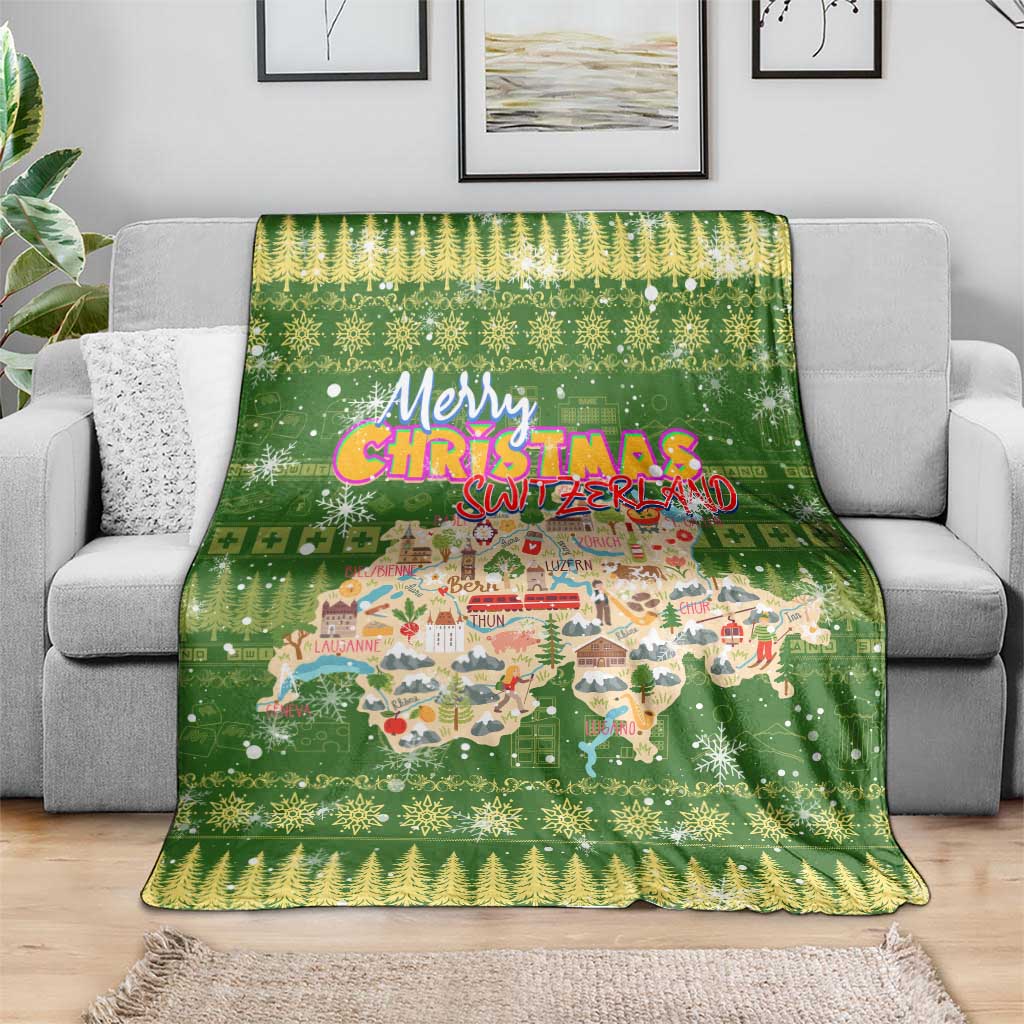 Merry Christmas Switzerland Blanket Xmas Travel Map - Wonder Print Shop
