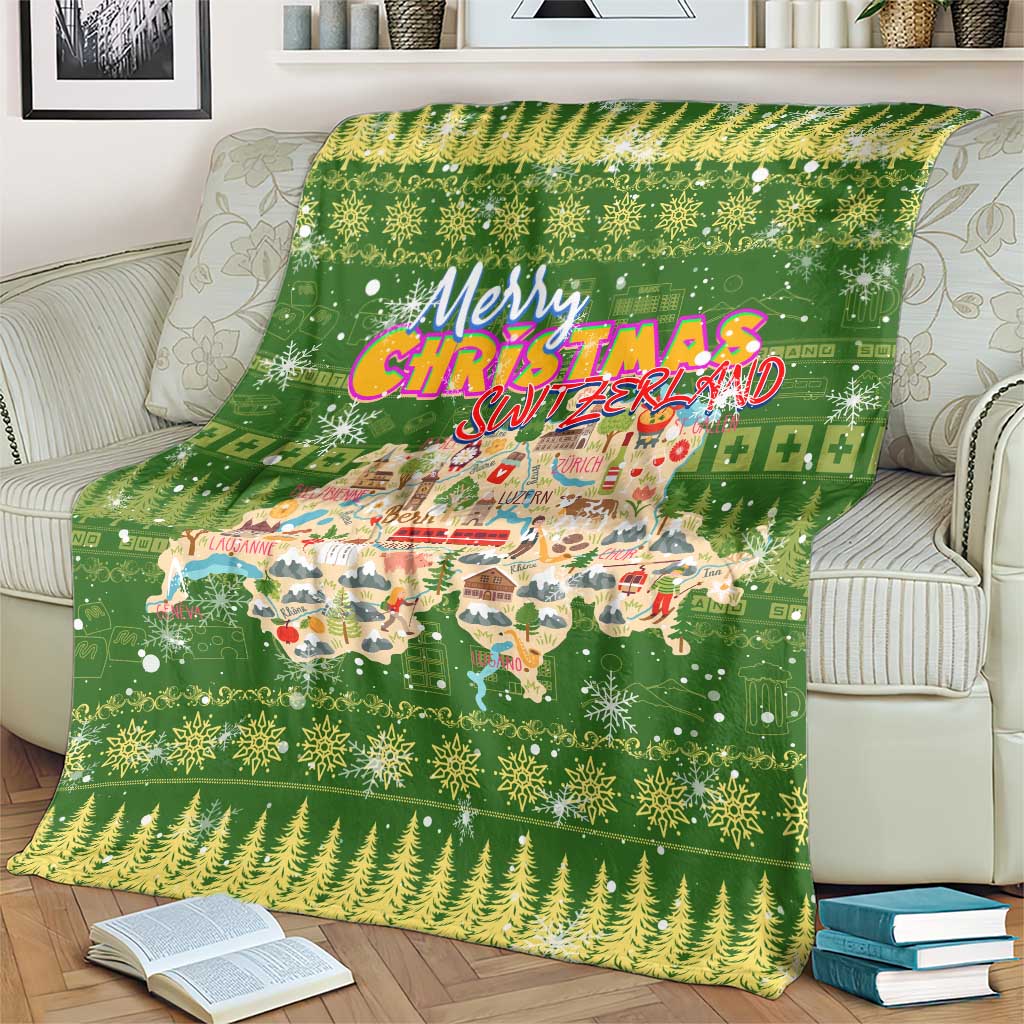Merry Christmas Switzerland Blanket Xmas Travel Map - Wonder Print Shop