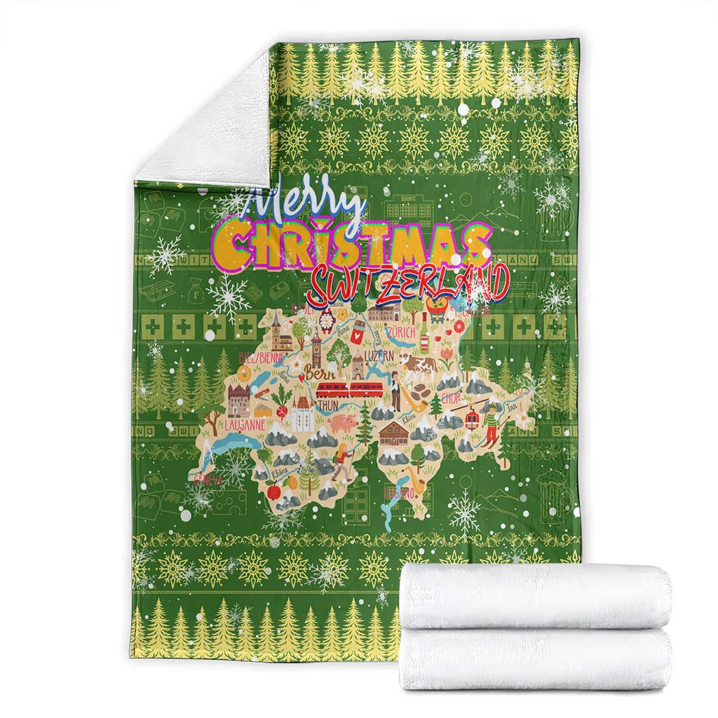 Merry Christmas Switzerland Blanket Xmas Travel Map - Wonder Print Shop