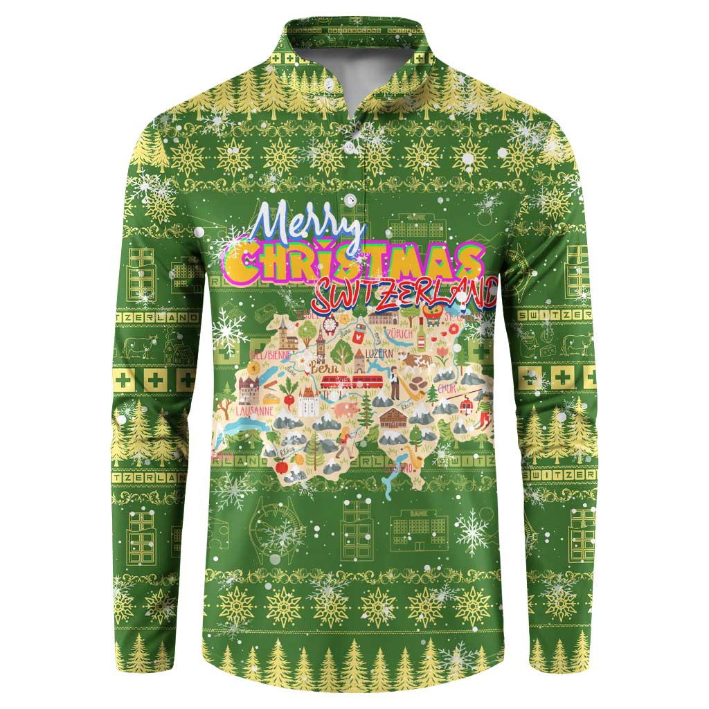 Merry Christmas Switzerland Button Sweatshirt Xmas Travel Map - Wonder Print Shop