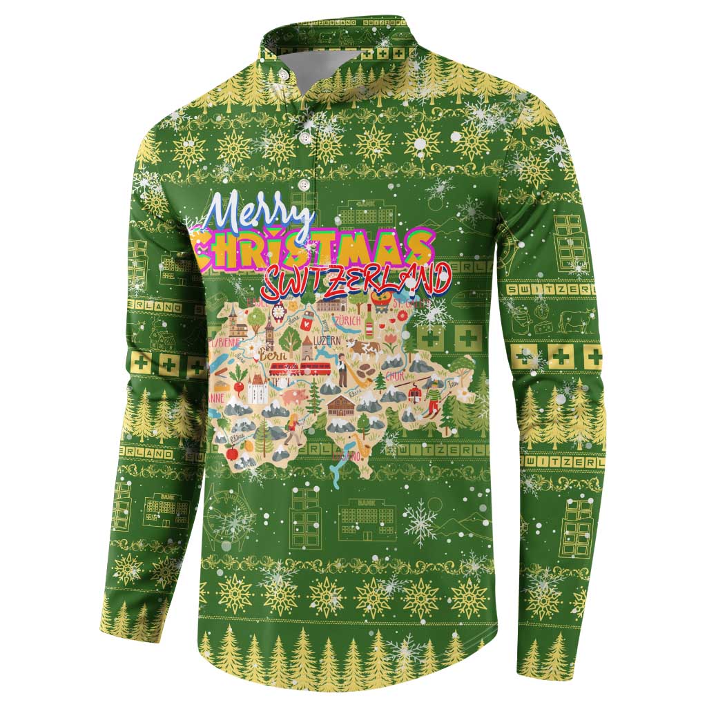 Merry Christmas Switzerland Button Sweatshirt Xmas Travel Map - Wonder Print Shop