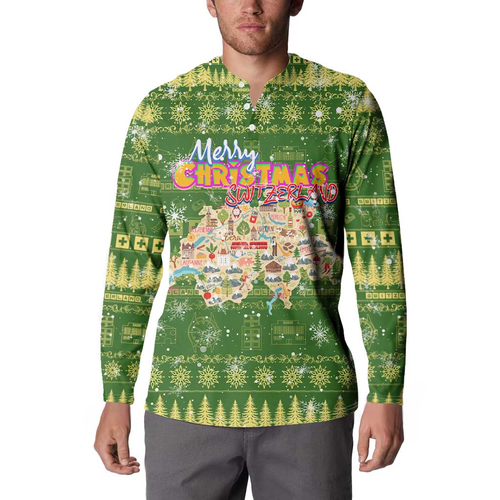 Merry Christmas Switzerland Button Sweatshirt Xmas Travel Map - Wonder Print Shop