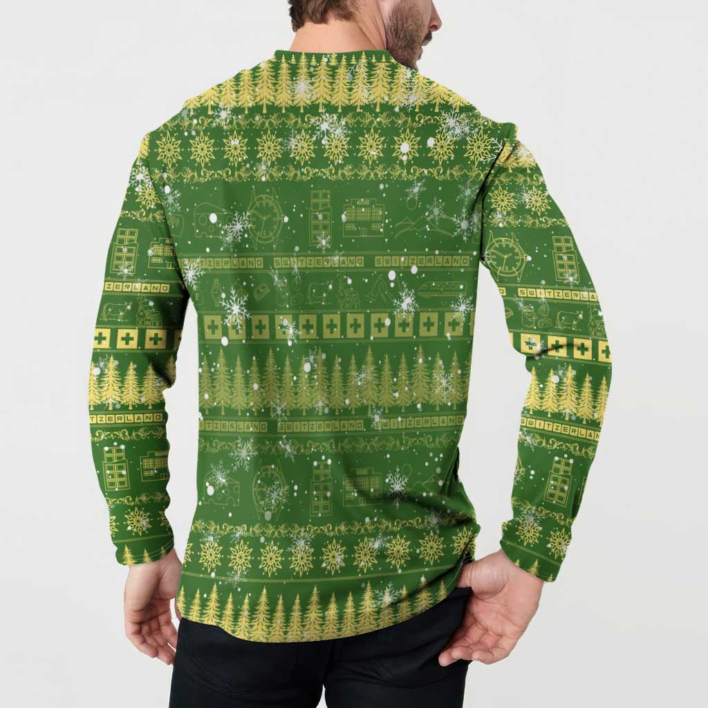 Merry Christmas Switzerland Button Sweatshirt Xmas Travel Map - Wonder Print Shop