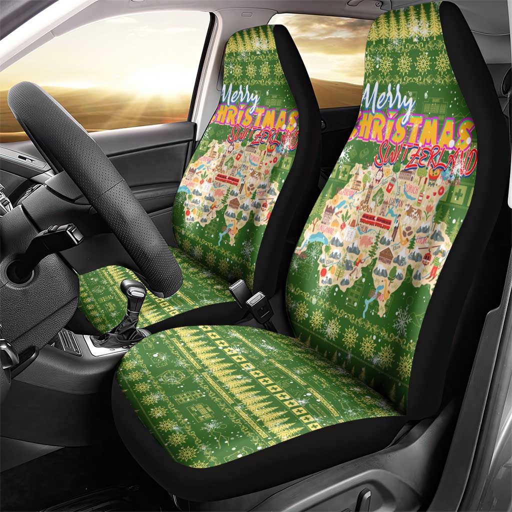 Merry Christmas Switzerland Car Seat Cover Xmas Travel Map - Wonder Print Shop