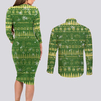 Merry Christmas Switzerland Couples Matching Long Sleeve Bodycon Dress and Long Sleeve Button Shirt Xmas Travel Map - Wonder Print Shop