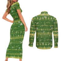 Merry Christmas Switzerland Couples Matching Short Sleeve Bodycon Dress and Long Sleeve Button Shirt Xmas Travel Map - Wonder Print Shop