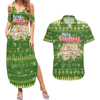 Merry Christmas Switzerland Couples Matching Summer Maxi Dress and Hawaiian Shirt Xmas Travel Map - Wonder Print Shop