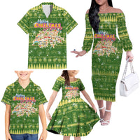 Merry Christmas Switzerland Family Matching Off The Shoulder Long Sleeve Dress and Hawaiian Shirt Xmas Travel Map - Wonder Print Shop