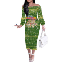 Merry Christmas Switzerland Family Matching Off The Shoulder Long Sleeve Dress and Hawaiian Shirt Xmas Travel Map - Wonder Print Shop