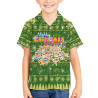 Merry Christmas Switzerland Family Matching Off The Shoulder Long Sleeve Dress and Hawaiian Shirt Xmas Travel Map - Wonder Print Shop