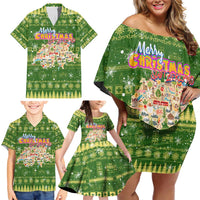 Merry Christmas Switzerland Family Matching Off Shoulder Short Dress and Hawaiian Shirt Xmas Travel Map - Wonder Print Shop