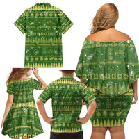 Merry Christmas Switzerland Family Matching Off Shoulder Short Dress and Hawaiian Shirt Xmas Travel Map - Wonder Print Shop