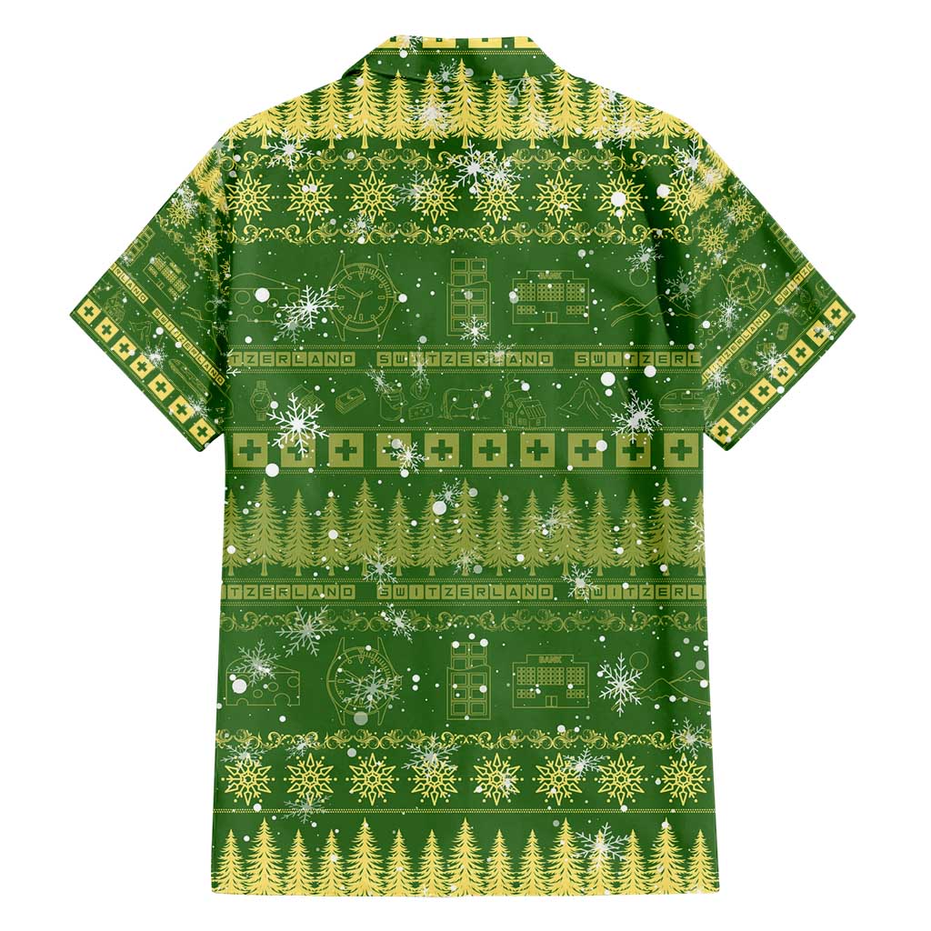 Merry Christmas Switzerland Family Matching Short Sleeve Bodycon Dress and Hawaiian Shirt Xmas Travel Map - Wonder Print Shop