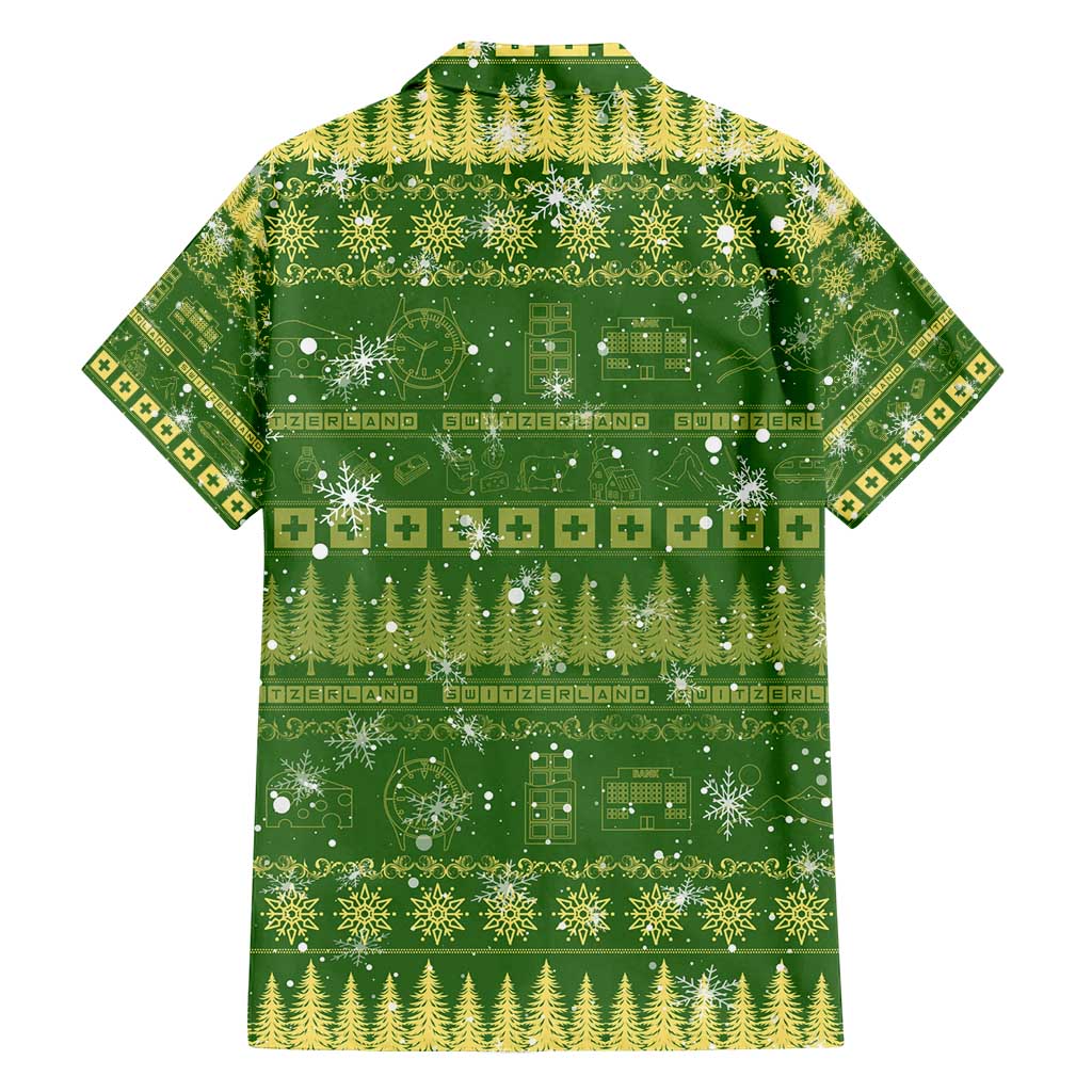 Merry Christmas Switzerland Family Matching Summer Maxi Dress and Hawaiian Shirt Xmas Travel Map - Wonder Print Shop