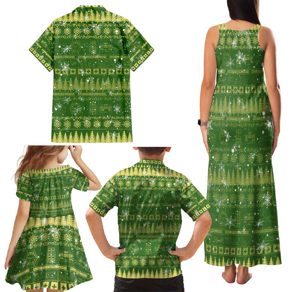 Merry Christmas Switzerland Family Matching Tank Maxi Dress and Hawaiian Shirt Xmas Travel Map - Wonder Print Shop