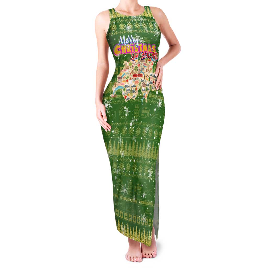 Merry Christmas Switzerland Family Matching Tank Maxi Dress and Hawaiian Shirt Xmas Travel Map - Wonder Print Shop