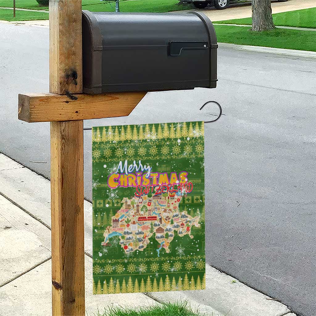 Merry Christmas Switzerland Garden Flag Xmas Travel Map - Wonder Print Shop