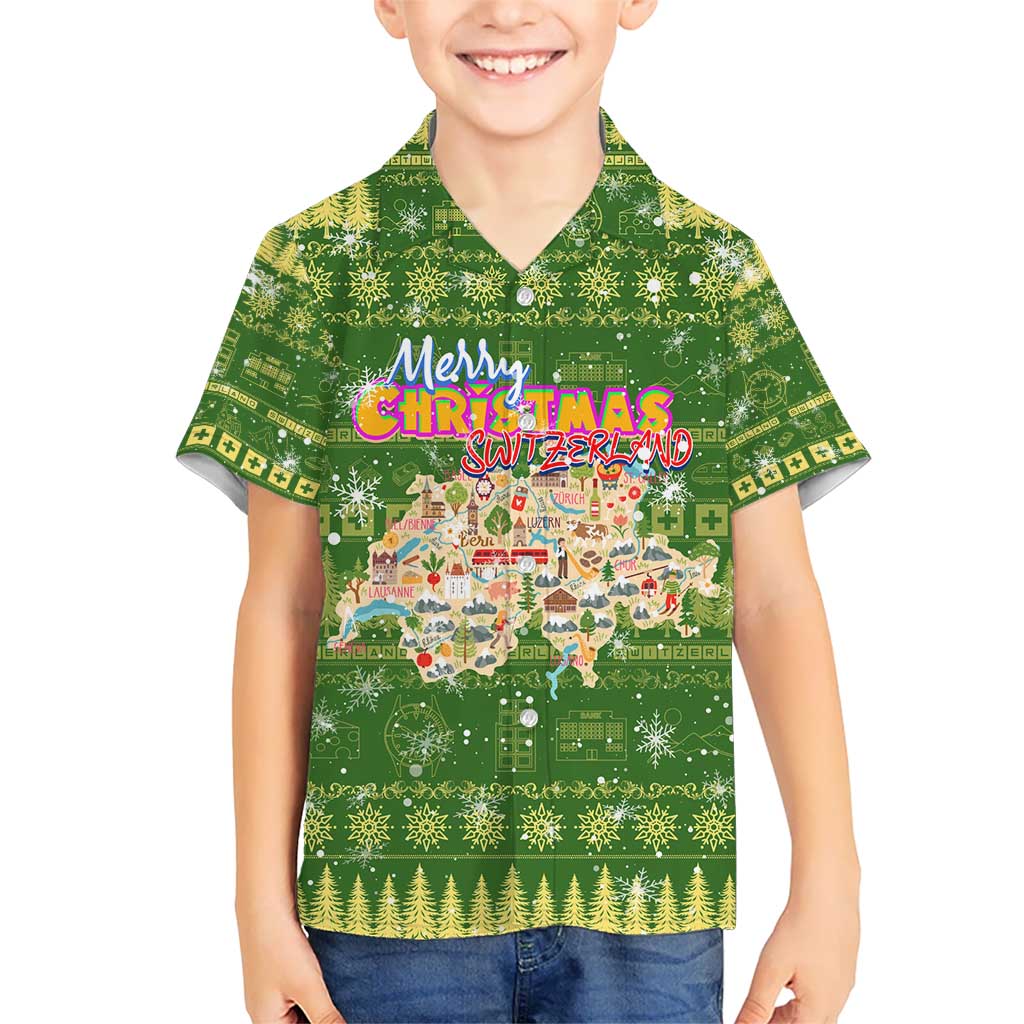Merry Christmas Switzerland Hawaiian Shirt Xmas Travel Map - Wonder Print Shop