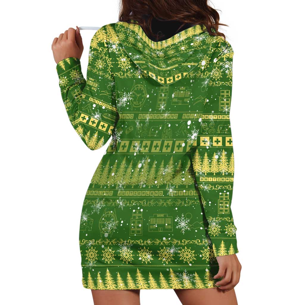 Merry Christmas Switzerland Hoodie Dress Xmas Travel Map - Wonder Print Shop