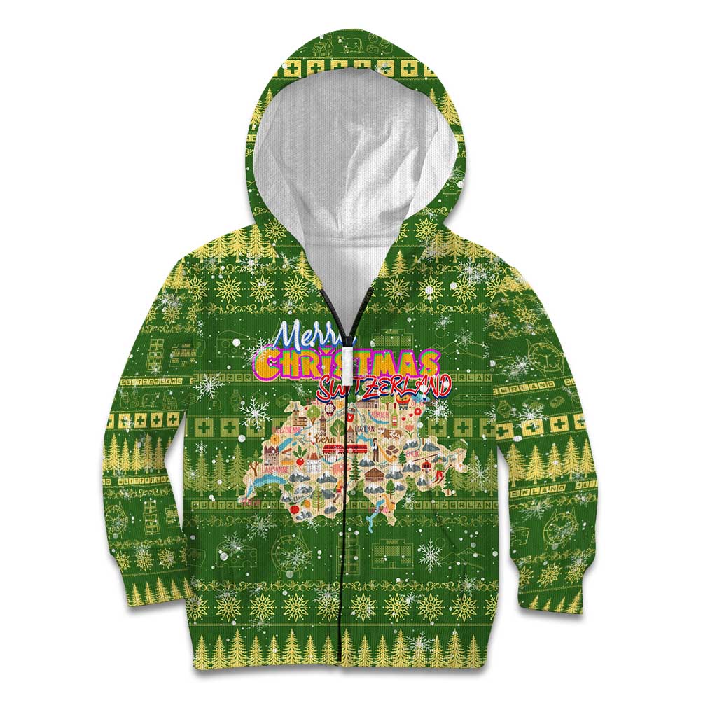 Merry Christmas Switzerland Kid Hoodie Xmas Travel Map - Wonder Print Shop