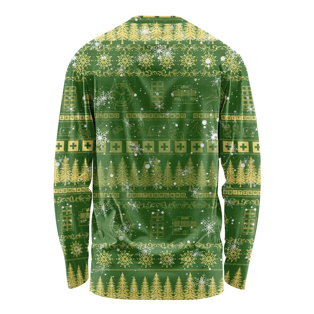Merry Christmas Switzerland Long Sleeve Shirt Xmas Travel Map - Wonder Print Shop