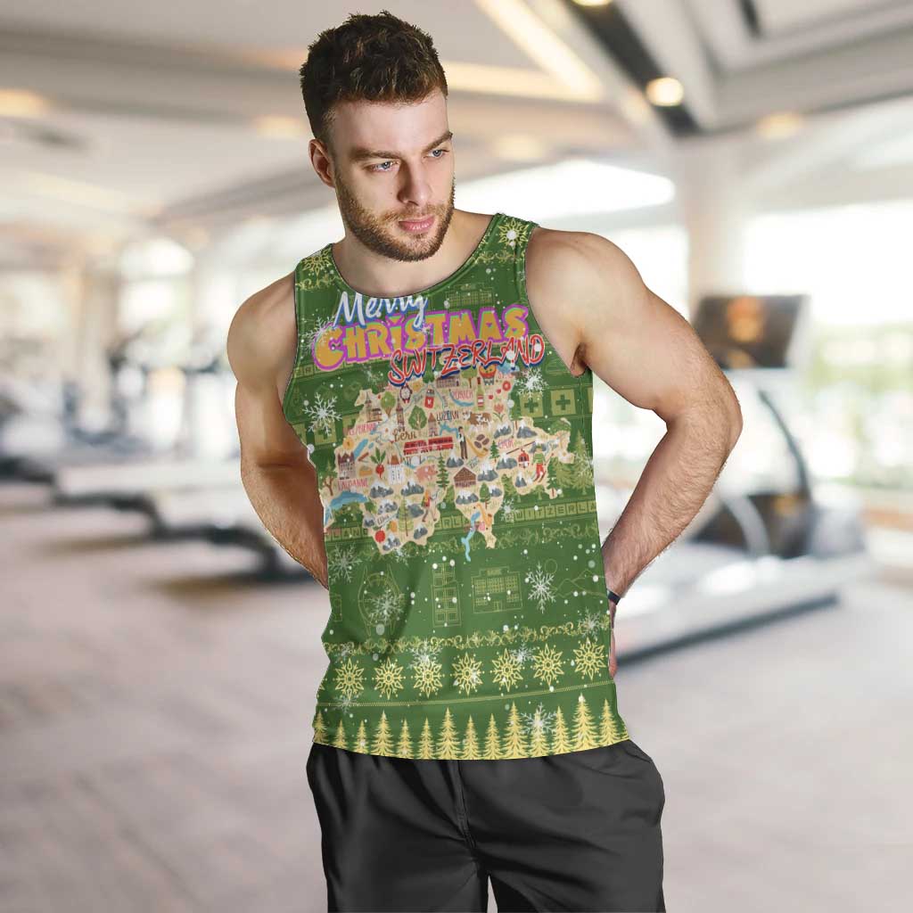 Merry Christmas Switzerland Men Tank Top Xmas Travel Map - Wonder Print Shop