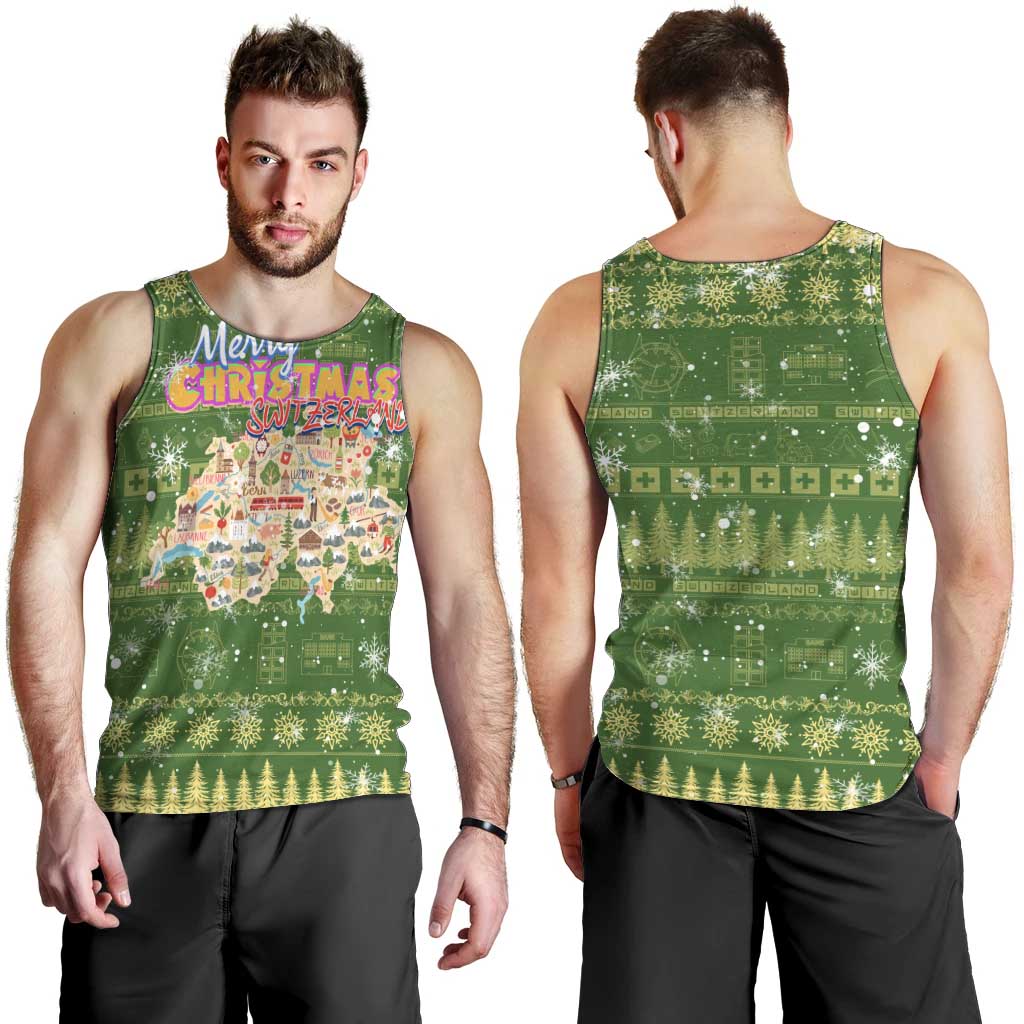 Merry Christmas Switzerland Men Tank Top Xmas Travel Map - Wonder Print Shop
