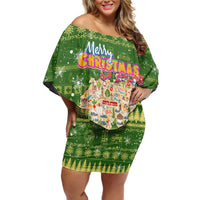 Merry Christmas Switzerland Off Shoulder Short Dress Xmas Travel Map - Wonder Print Shop