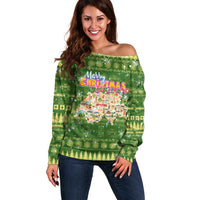 Merry Christmas Switzerland Off Shoulder Sweater Xmas Travel Map - Wonder Print Shop