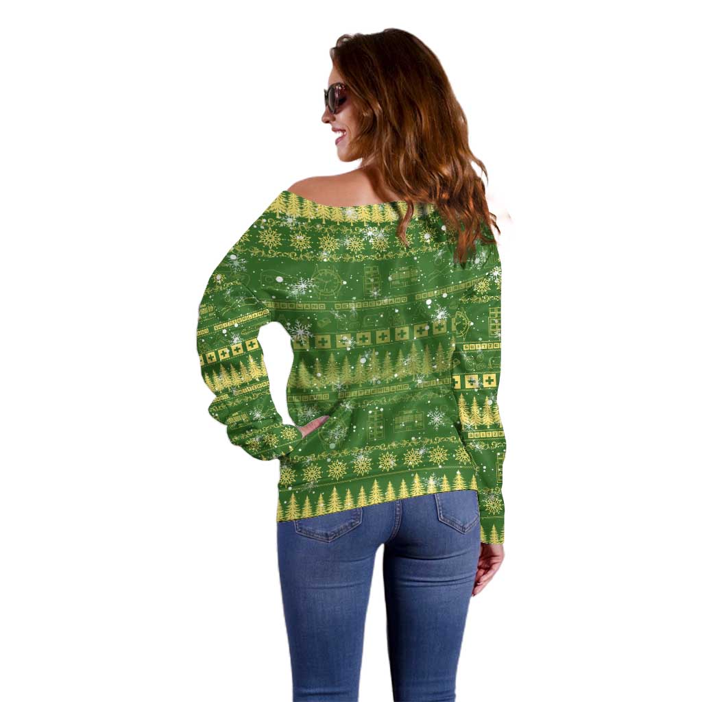 Merry Christmas Switzerland Off Shoulder Sweater Xmas Travel Map - Wonder Print Shop